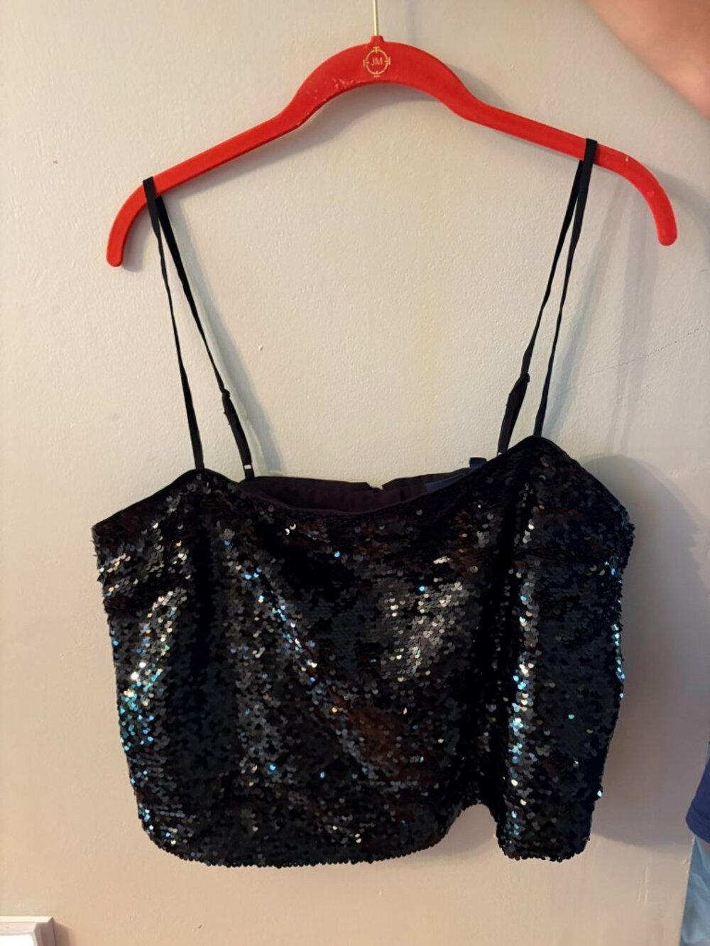 Gap Black Sequin Cami Crop Top